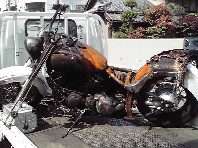 バイク廃車 名古屋 火災車 処分回収 愛知県名古屋 バイク無料廃車 無料処分専門どっとこむ